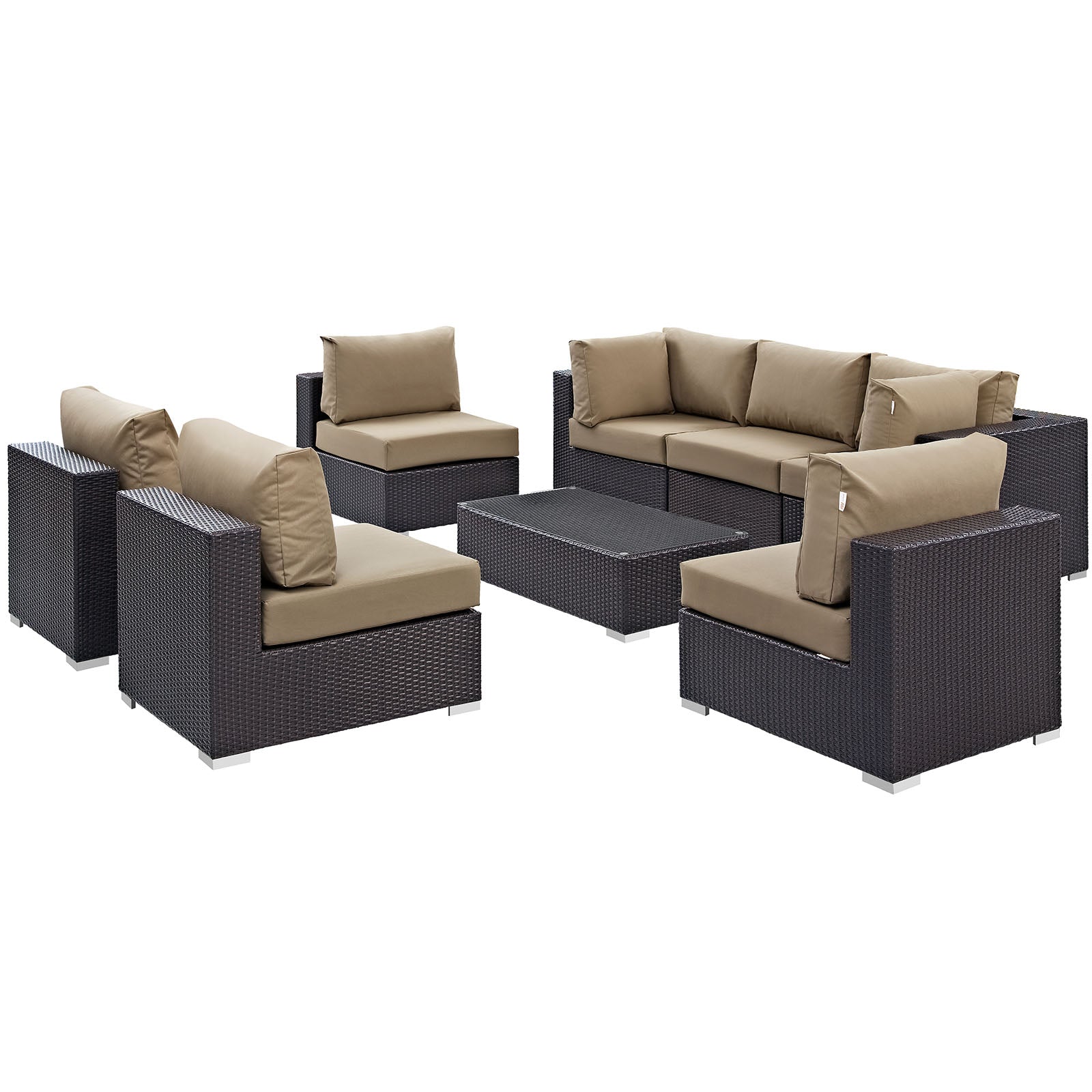 Modway Convene 8 Piece Outdoor Patio Sectional Set - EEI-2205 | Outdoor Sofas, Loveseats & Sectionals | 