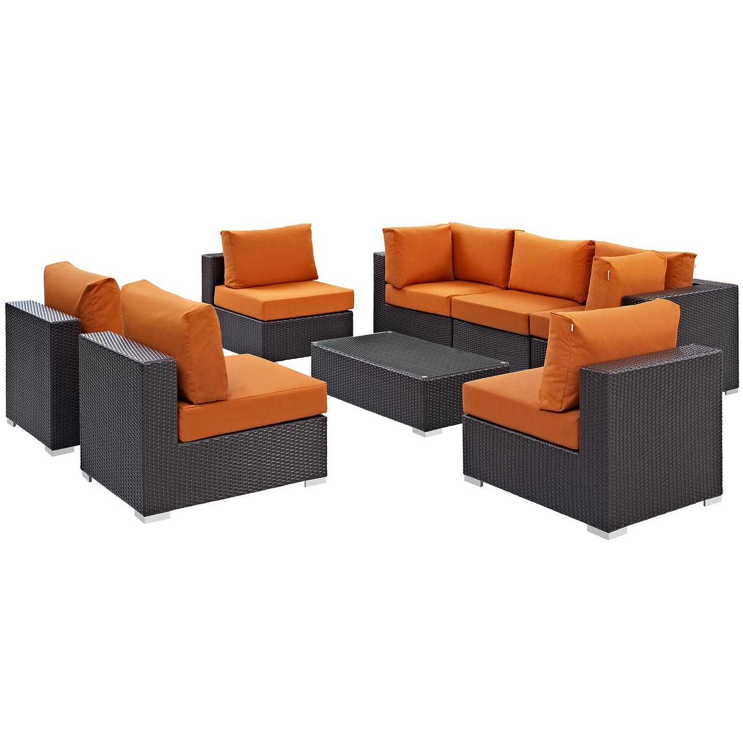 Modway Convene 8 Piece Outdoor Patio Sectional Set - EEI-2205 | Outdoor Sofas, Loveseats & Sectionals | 