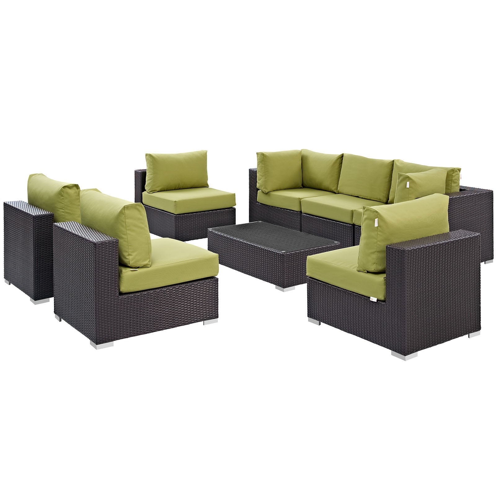Modway Convene 8 Piece Outdoor Patio Sectional Set - EEI-2205 | Outdoor Sofas, Loveseats & Sectionals | 