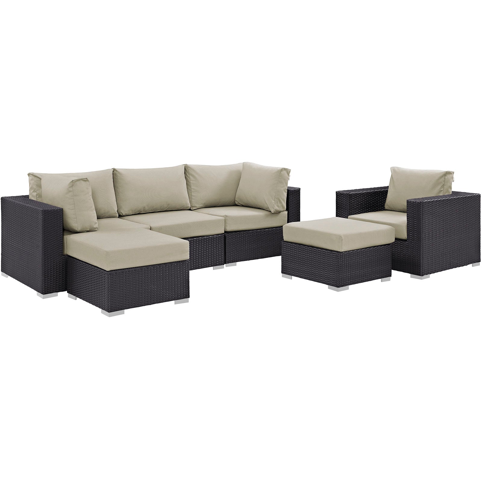 Modway Convene 6 Piece Outdoor Patio Sectional Set - EEI-2207 | Outdoor Sofas, Loveseats & Sectionals | 