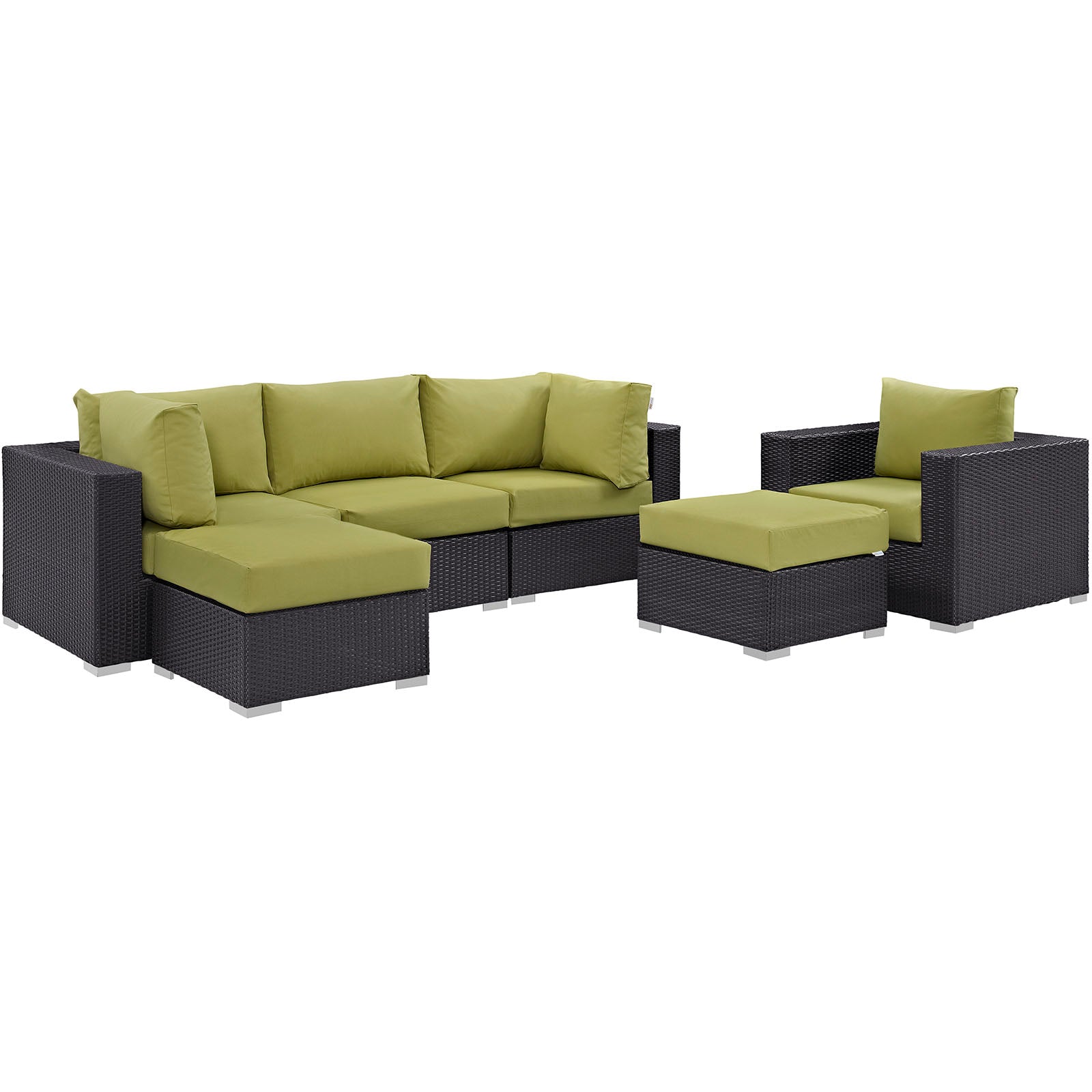 Modway Convene 6 Piece Outdoor Patio Sectional Set - EEI-2207 | Outdoor Sofas, Loveseats & Sectionals | 