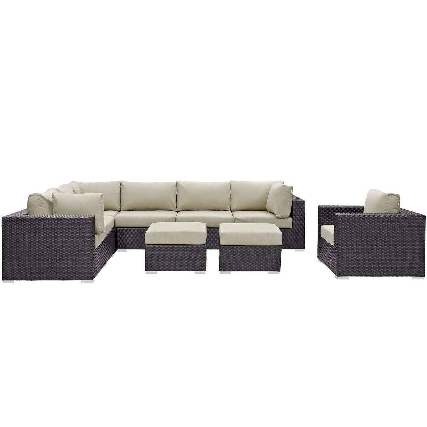 Modway Convene 9 Piece Outdoor Patio Sectional Set | Outdoor Sofas, Loveseats & Sectionals | 