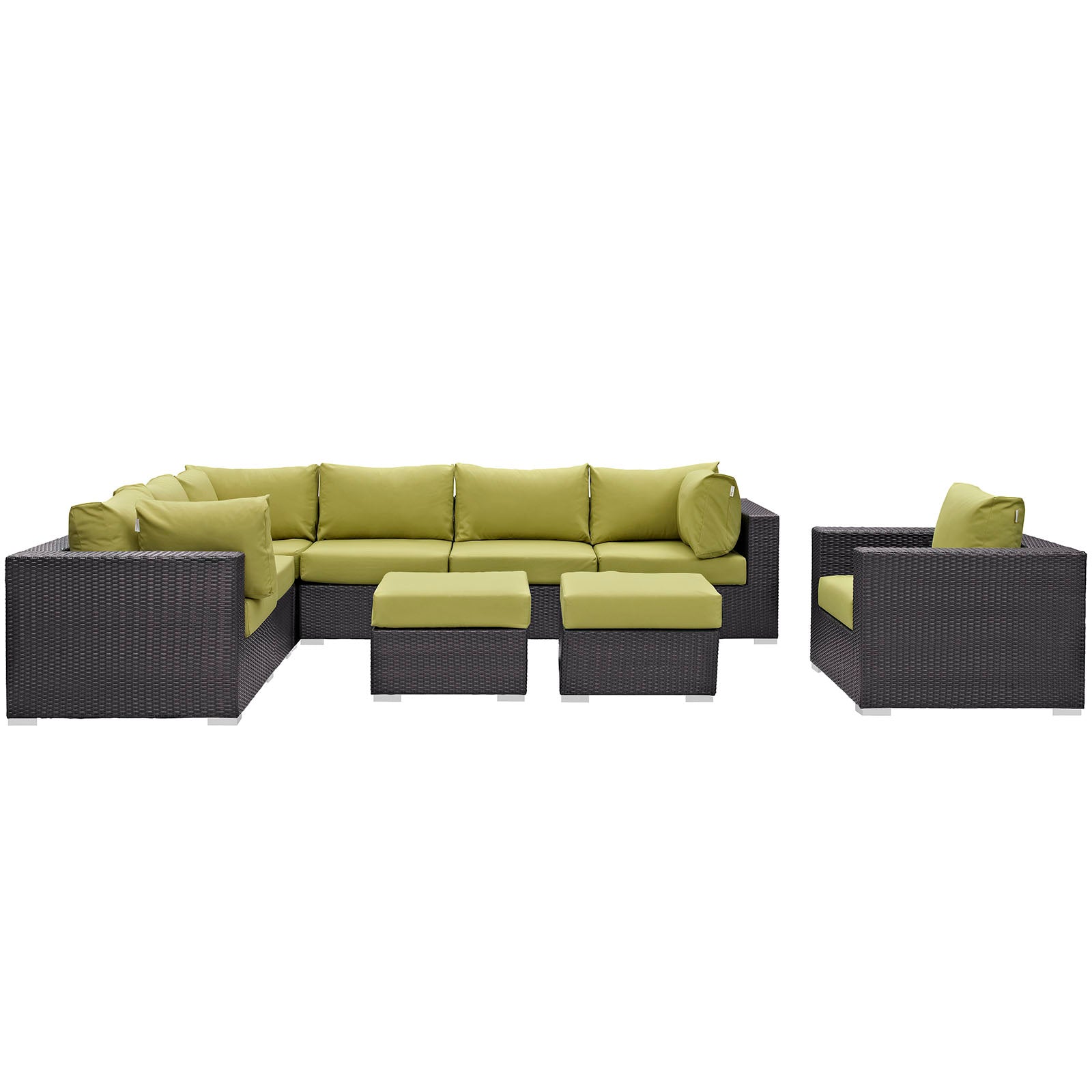 Modway Convene 9 Piece Outdoor Patio Sectional Set | Outdoor Sofas, Loveseats & Sectionals | 