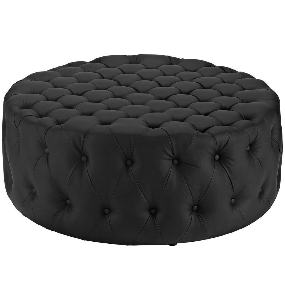 Modway Amour Upholstered Vinyl Ottoman - Black