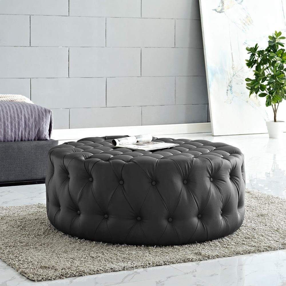 Modway Amour Upholstered Vinyl Ottoman - Black