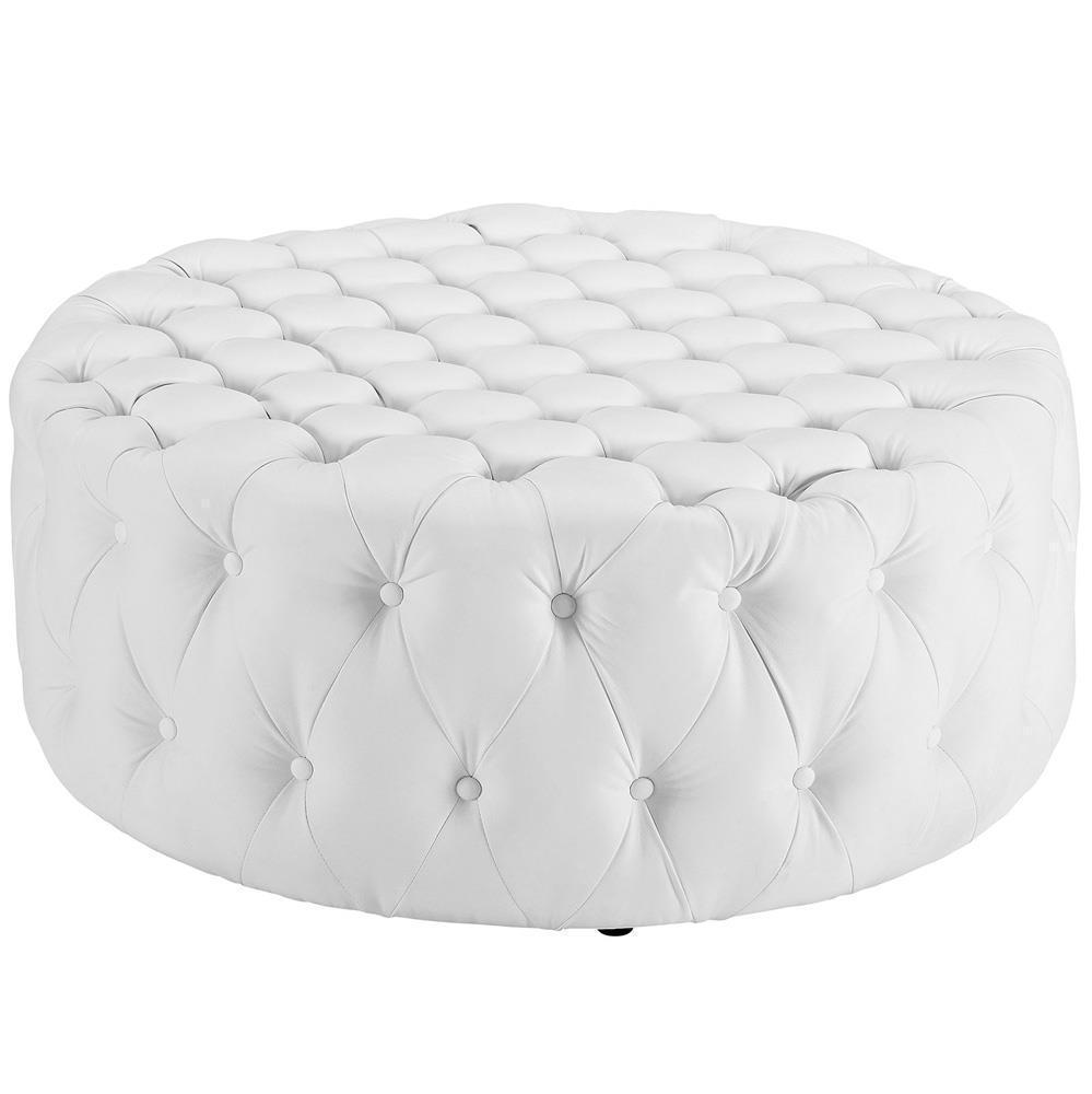 Modway Amour Upholstered Vinyl Ottoman - White