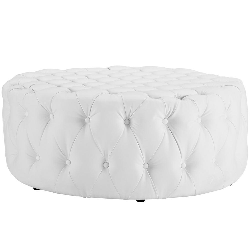 Modway Amour Upholstered Vinyl Ottoman - White