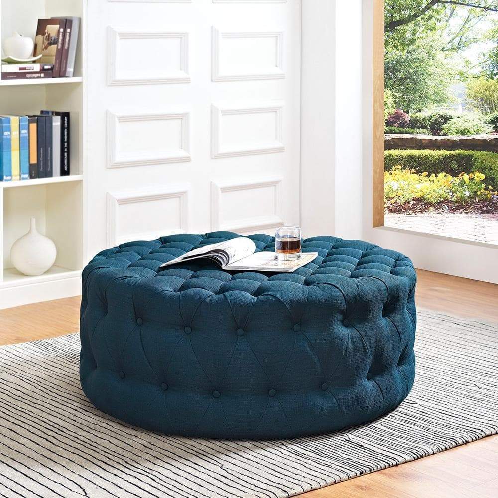 Modway Amour Upholstered Fabric Ottoman - Azure