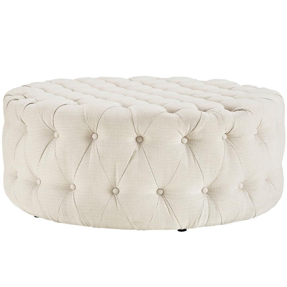 Modway Amour Upholstered Fabric Ottoman - Beige