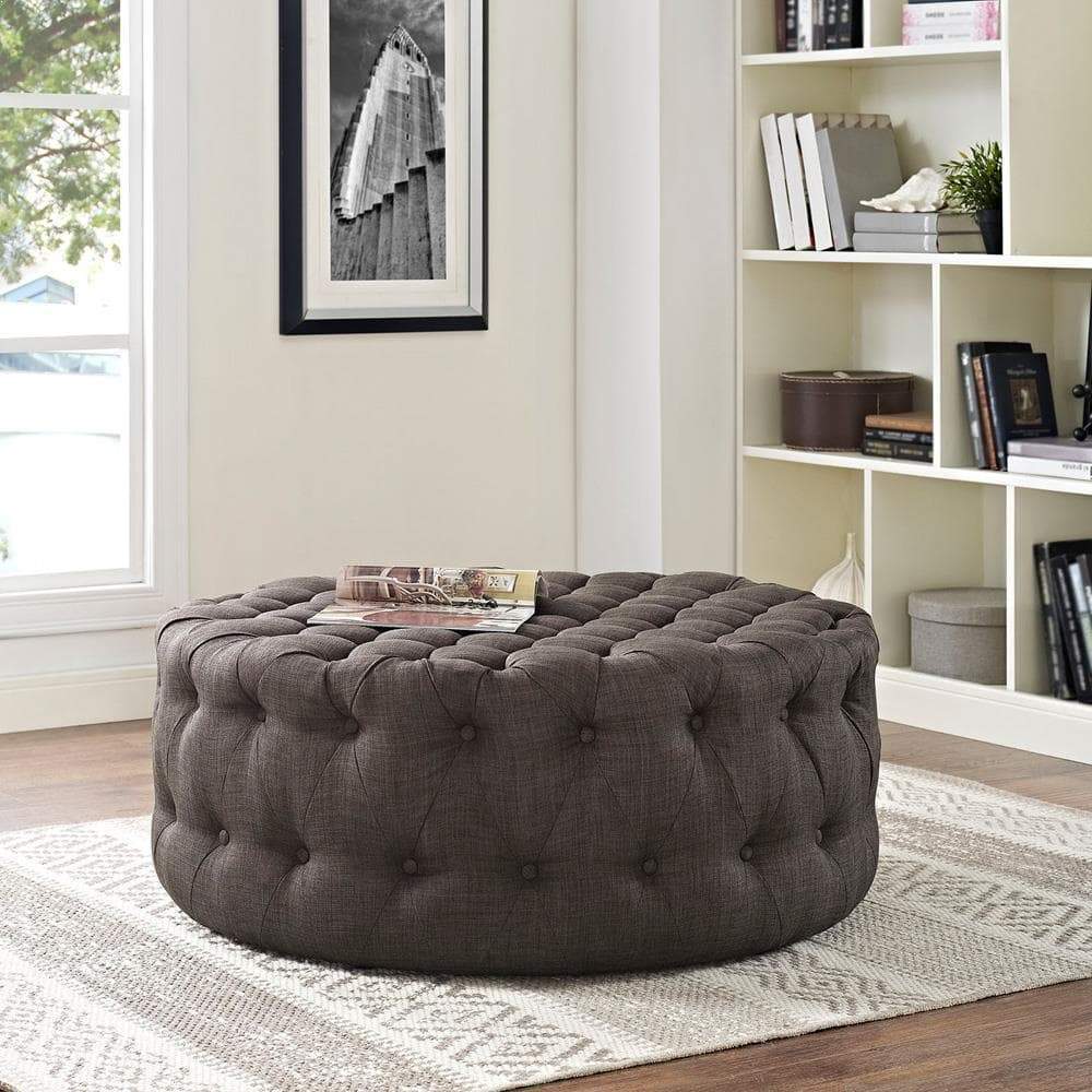 Modway Amour Upholstered Fabric Ottoman - Brown