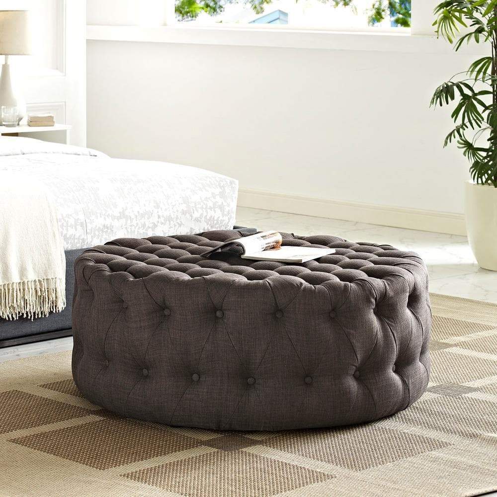 Modway Amour Upholstered Fabric Ottoman - Brown