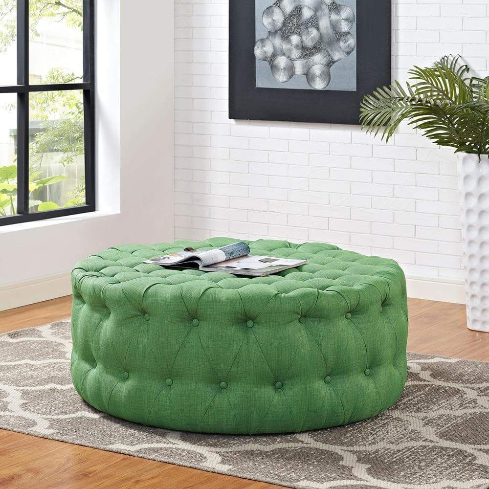 Modway Amour Upholstered Fabric Ottoman - Kelly Green