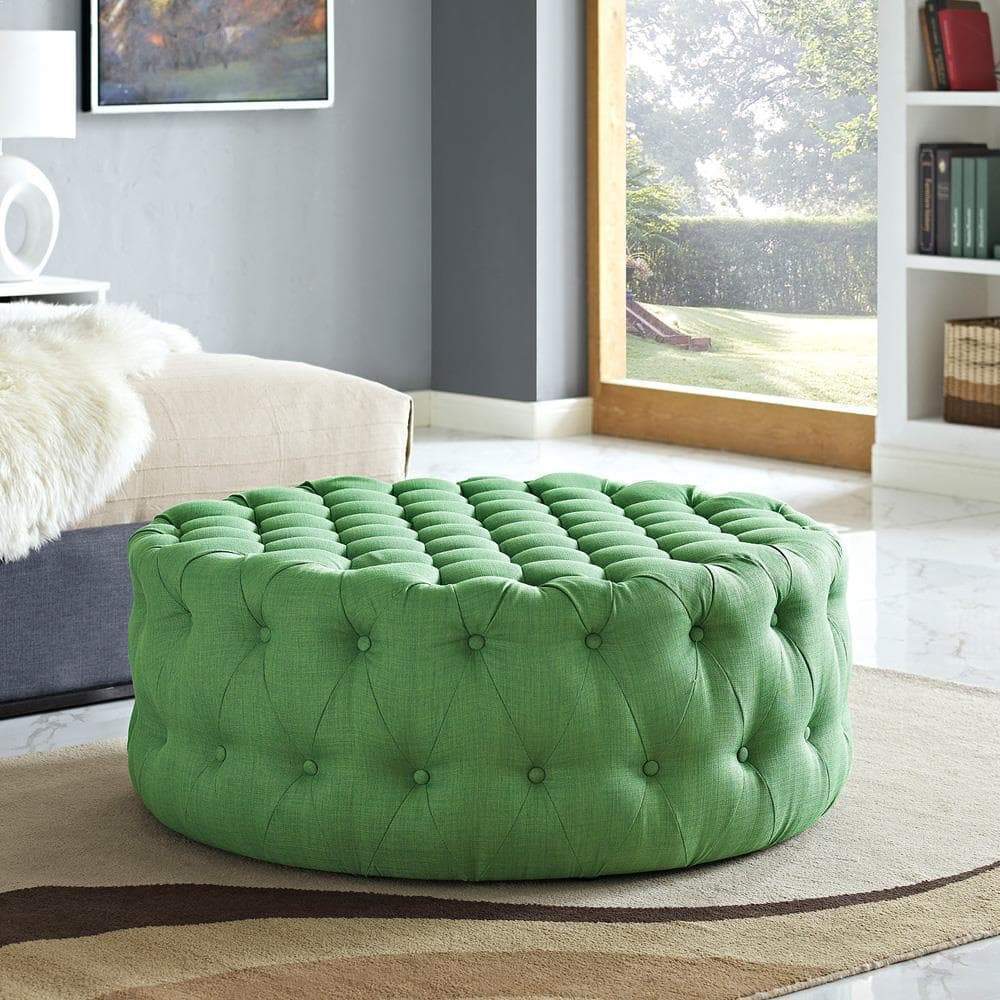 Modway Amour Upholstered Fabric Ottoman - Kelly Green