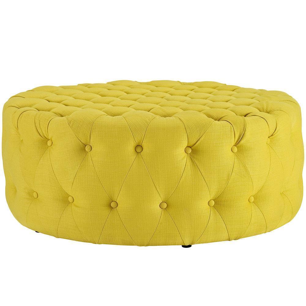Modway Amour Upholstered Fabric Ottoman - Sunny