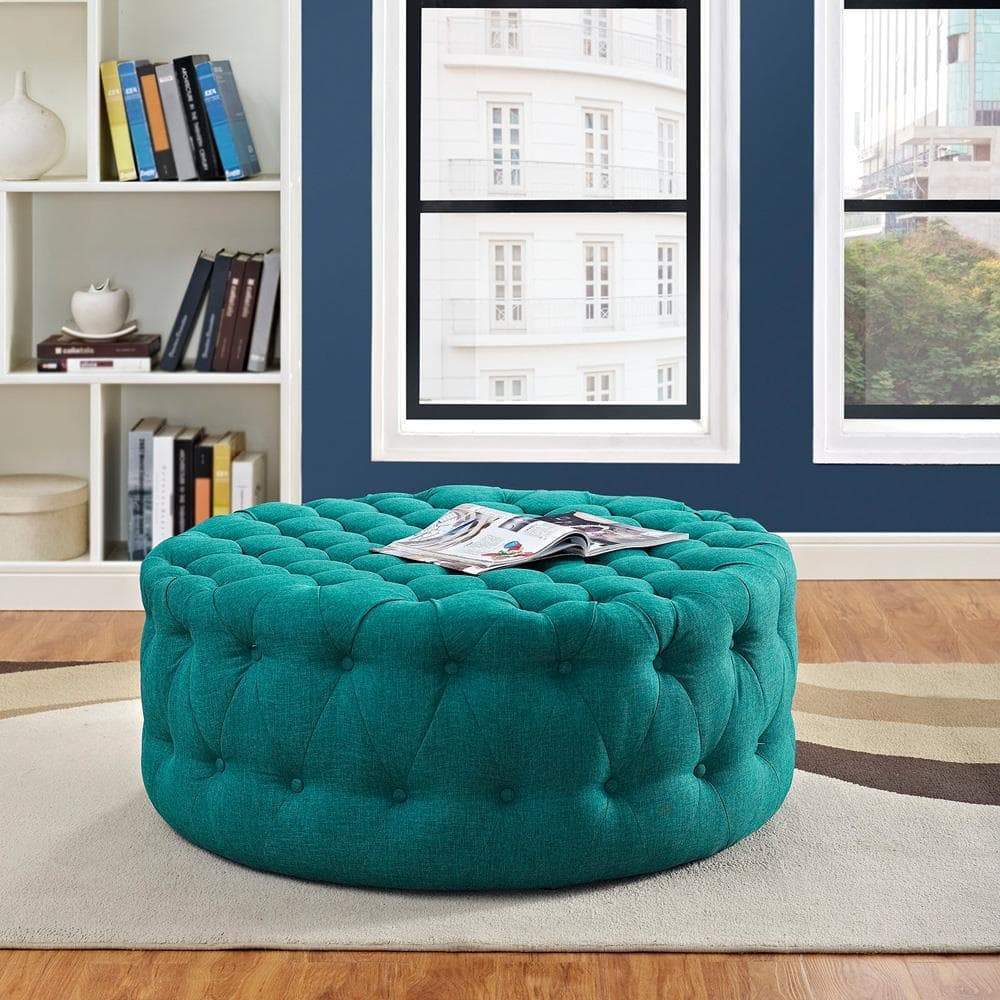 Modway Amour Upholstered Fabric Ottoman - Teal