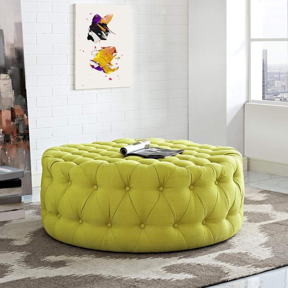 Modway Amour Upholstered Fabric Ottoman - Wheatgrass