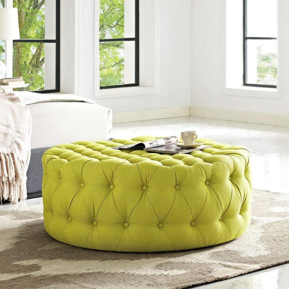 Modway Amour Upholstered Fabric Ottoman - Wheatgrass