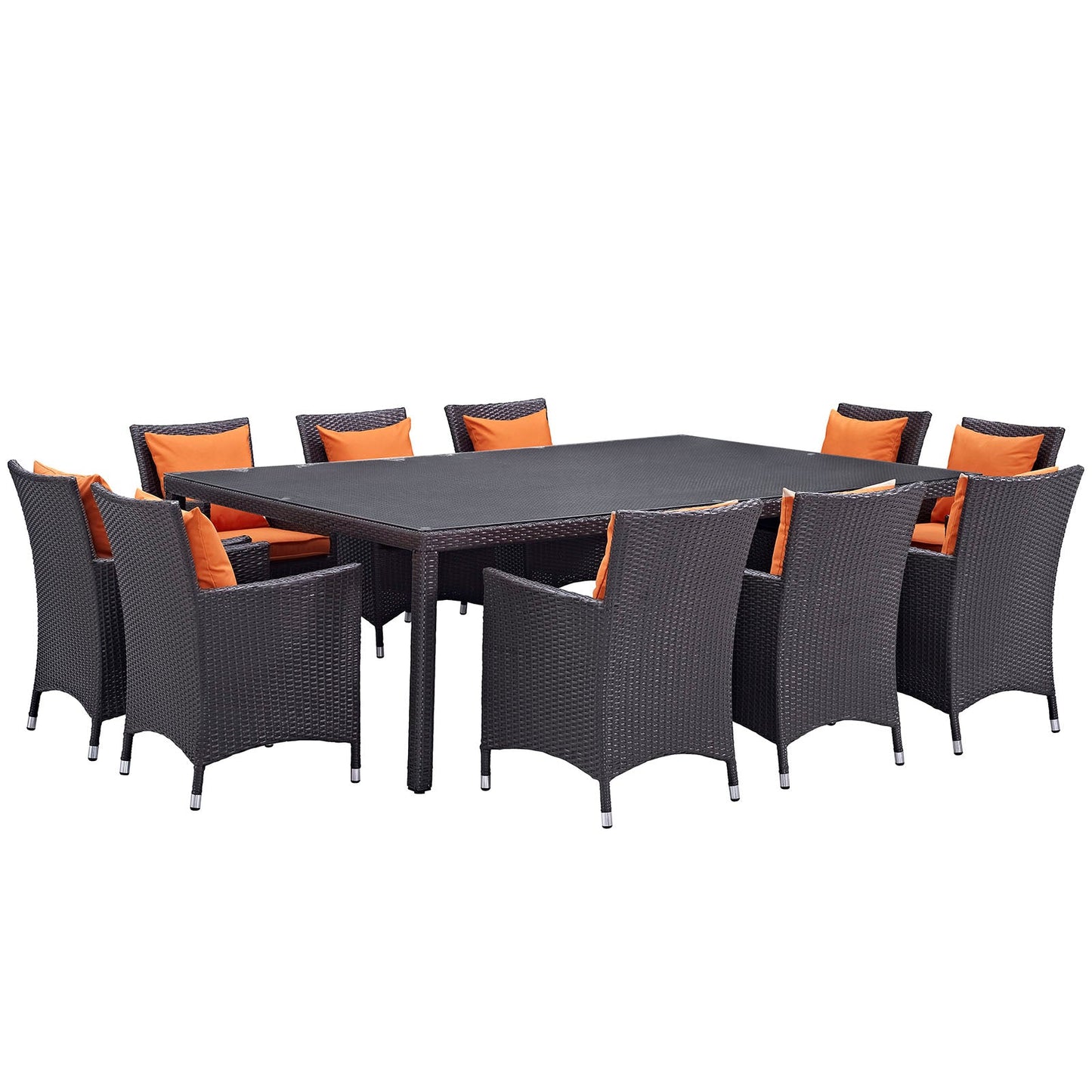 Modway Convene 11 Piece Outdoor Patio 90" Dining Set | Outdoor Dining Set | 