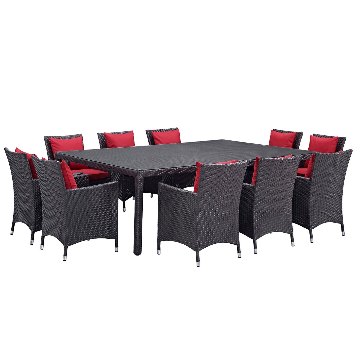 Modway Convene 11 Piece Outdoor Patio 90" Dining Set | Outdoor Dining Set | 