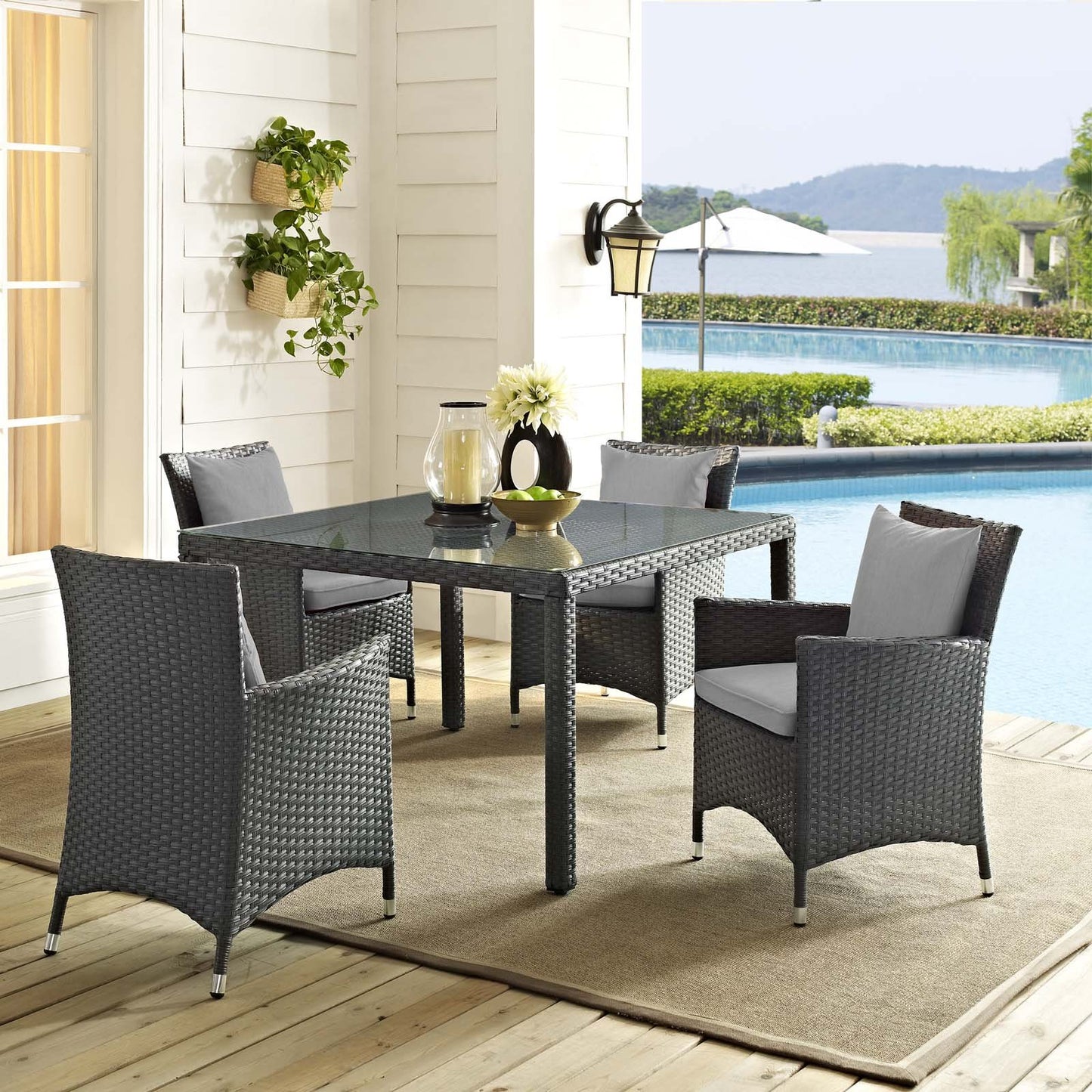 Modway Sojourn 4 Piece Outdoor Patio Sunbrella® Dining Set