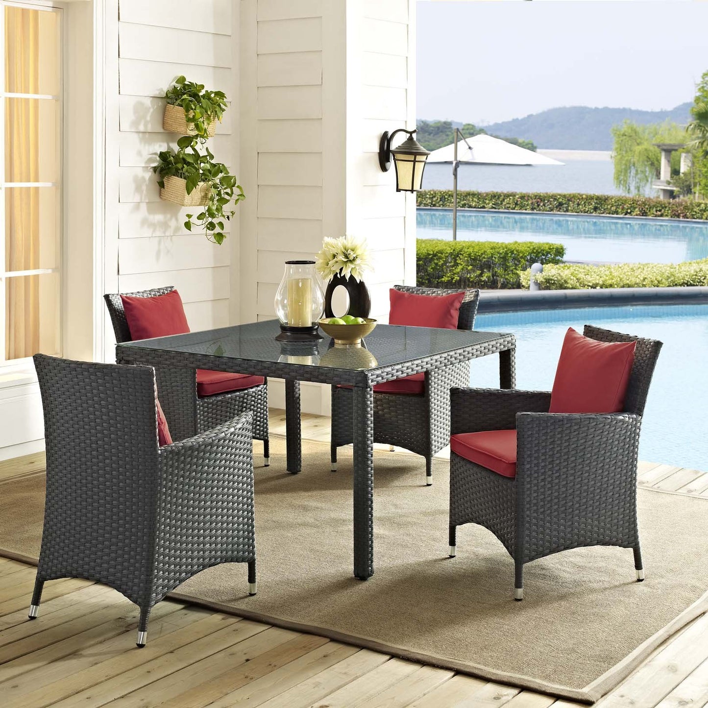 Modway Sojourn 5 Piece Outdoor Patio Sunbrella® Dining Set