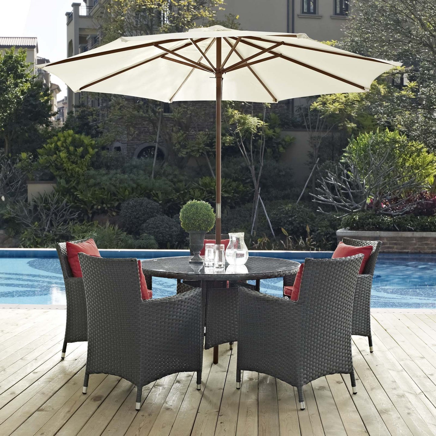 Modway Sojourn 7 Piece Outdoor Patio Sunbrella® Dining Set