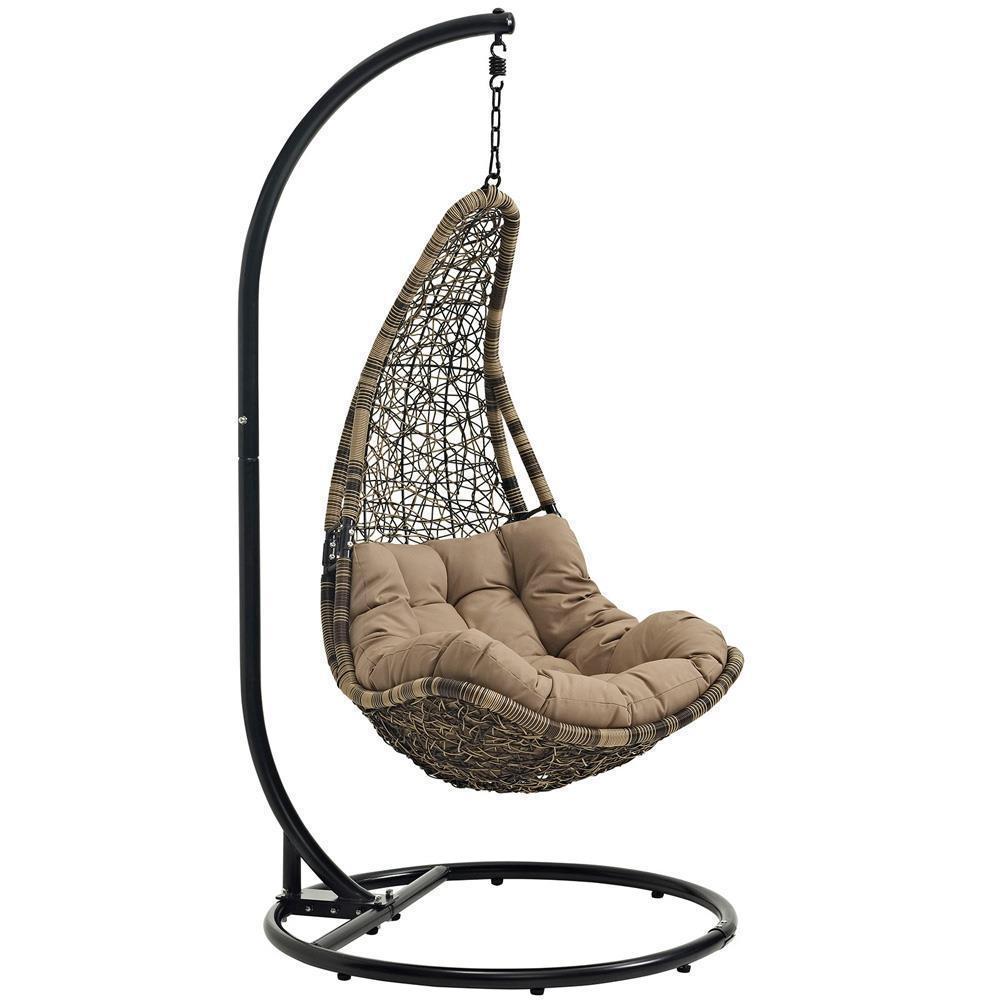 Modway Abate Outdoor Patio Swing Chair With Stand - Black Mocha