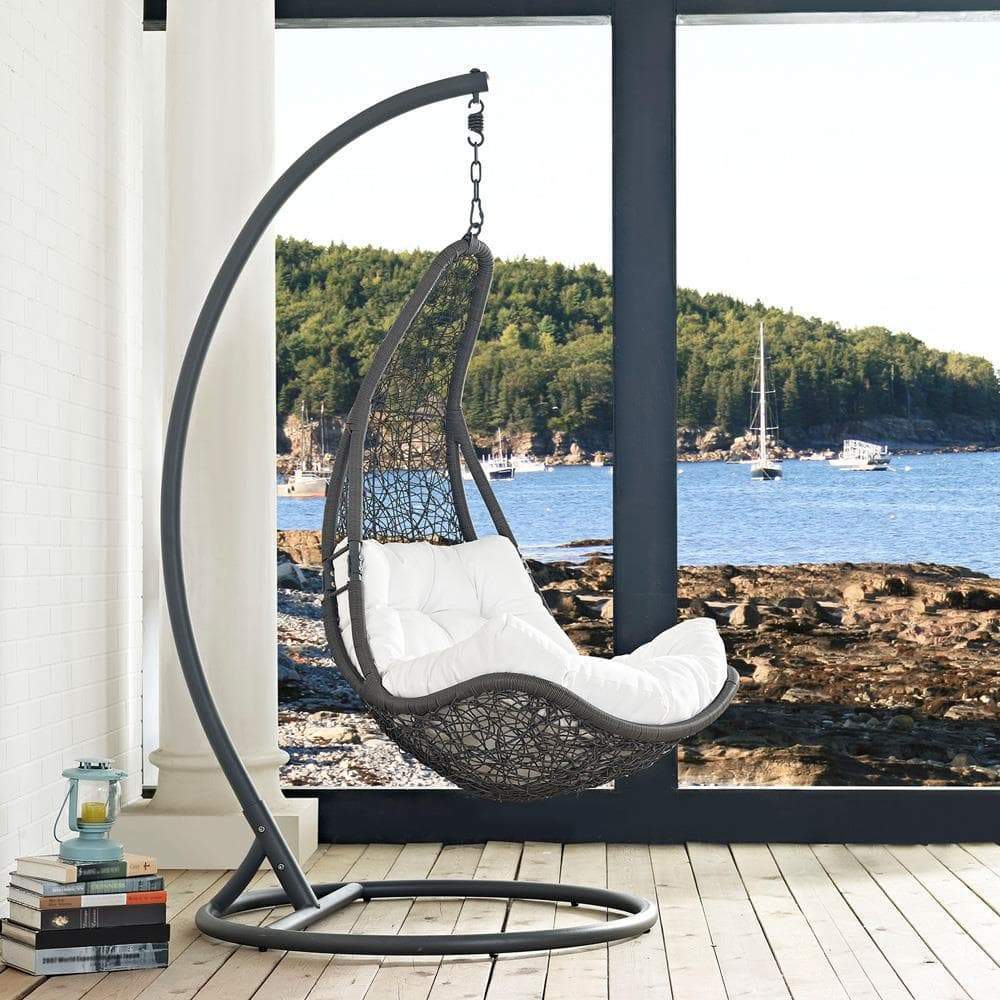 Modway Abate Outdoor Patio Swing Chair With Stand - Gray White
