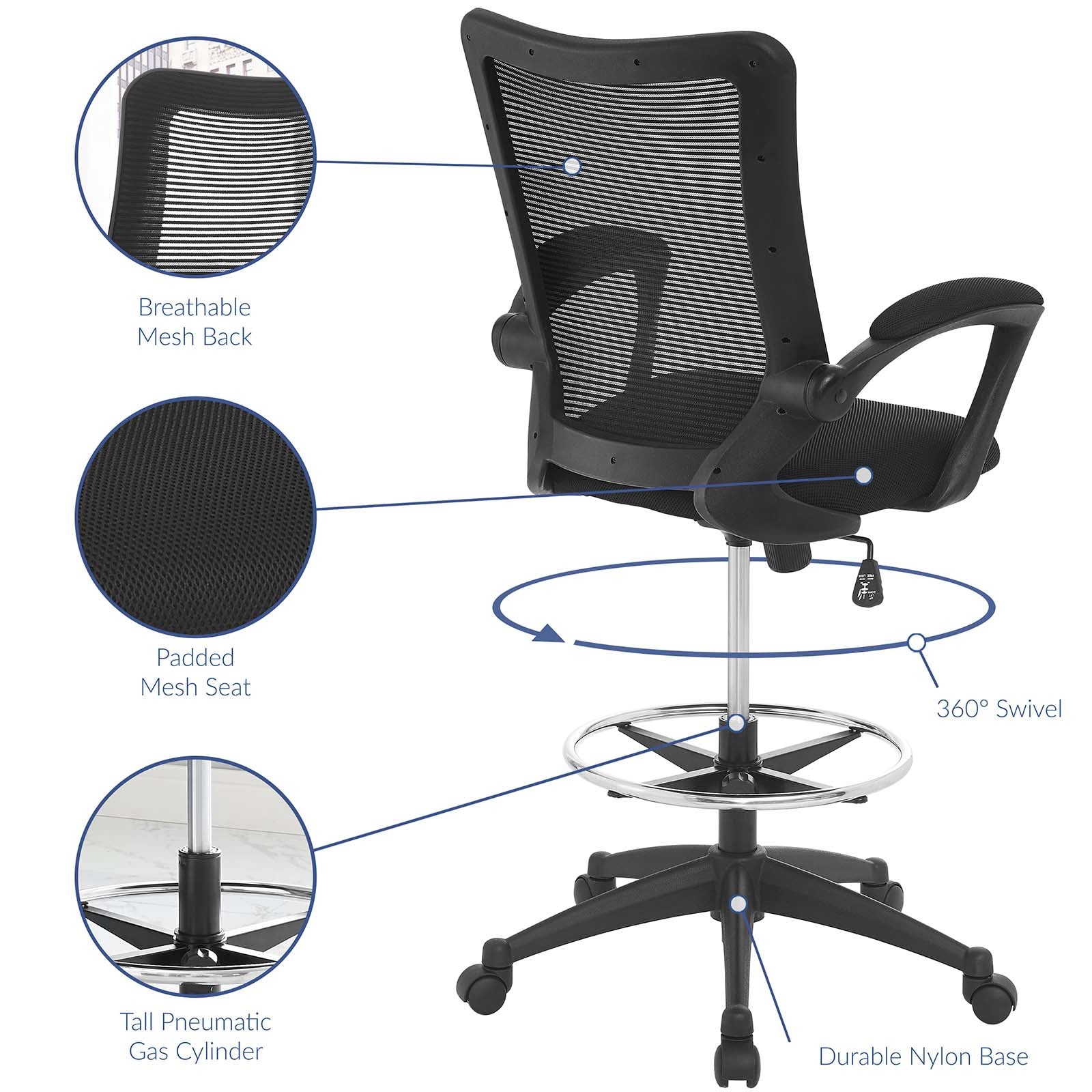 Project Drafting Chair By Modway - EEI-2287 | Office Chairs | Modishstore - 5