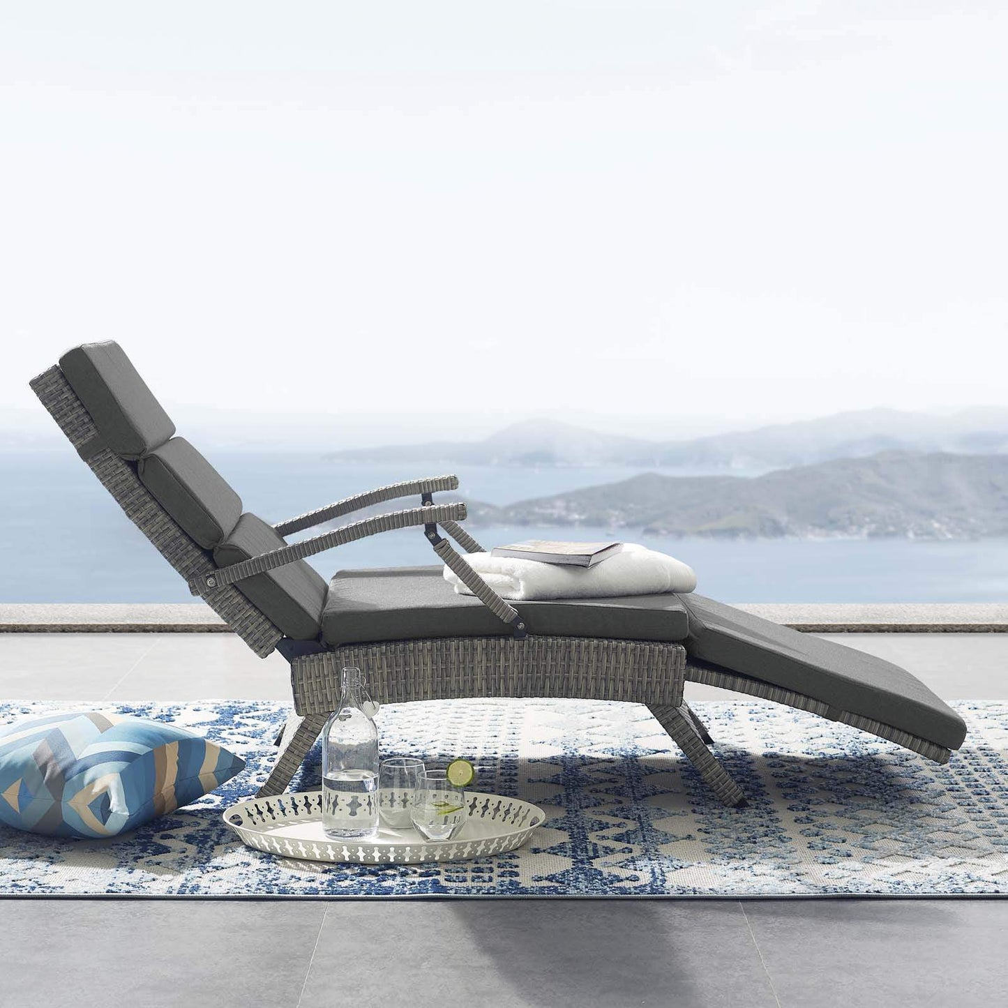Modway Envisage Chaise Outdoor Patio Wicker Rattan Lounge Chair