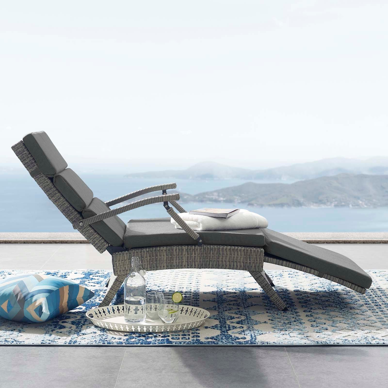Modway Envisage Chaise Outdoor Patio Wicker Rattan Lounge Chair | Lounge Chairs | 