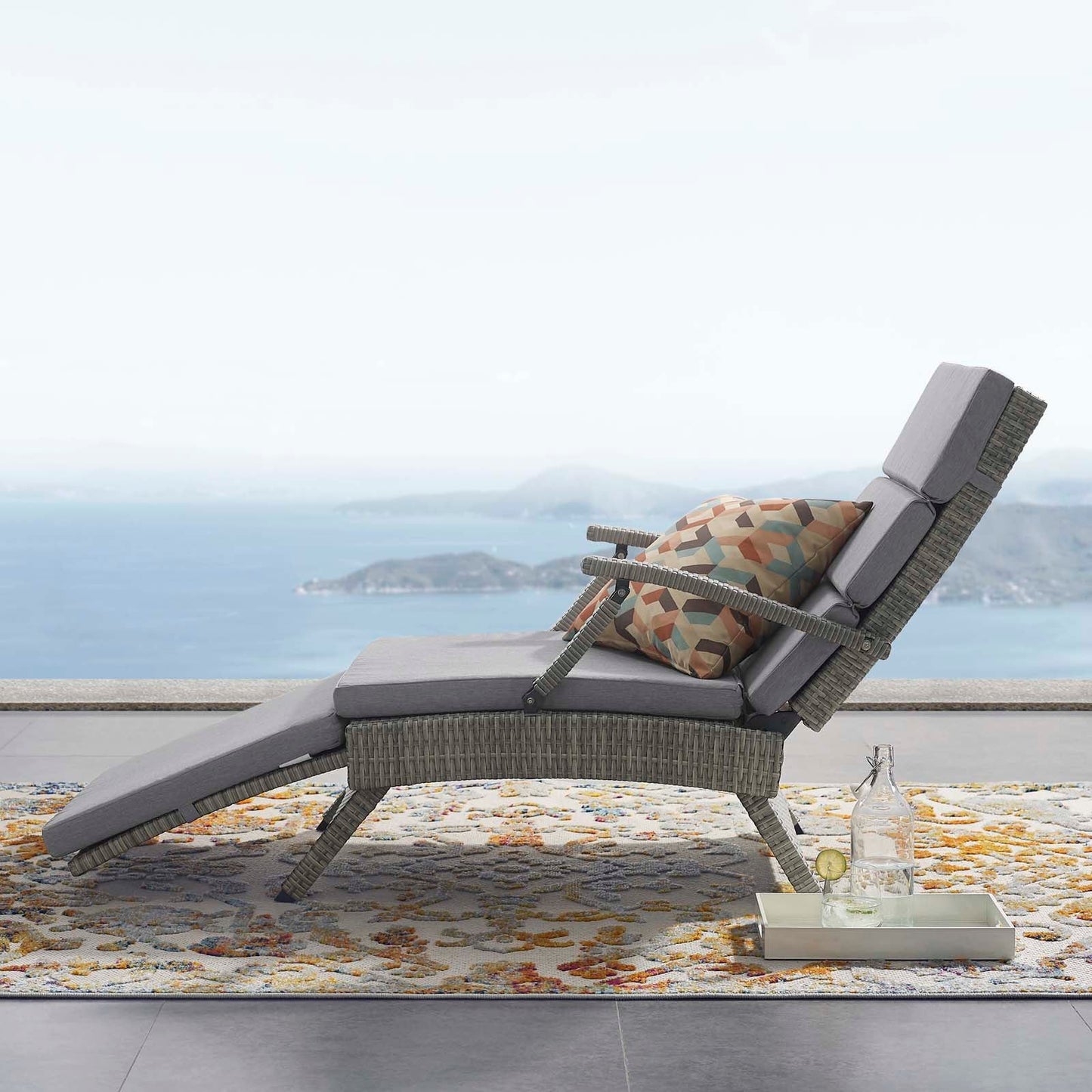 Modway Envisage Chaise Outdoor Patio Wicker Rattan Lounge Chair | Lounge Chairs | 