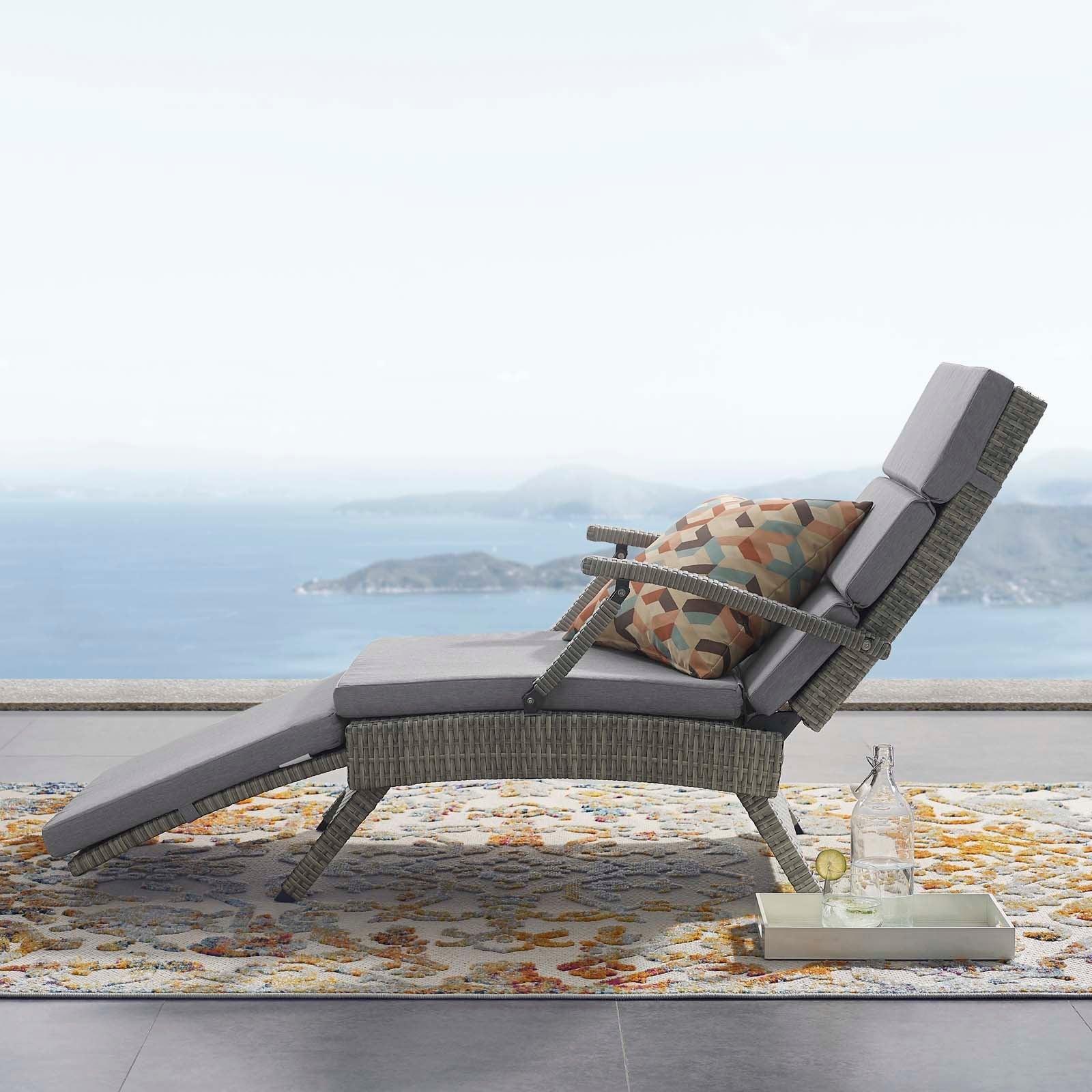 Modway Envisage Chaise Outdoor Patio Wicker Rattan Lounge Chair | Lounge Chairs | 