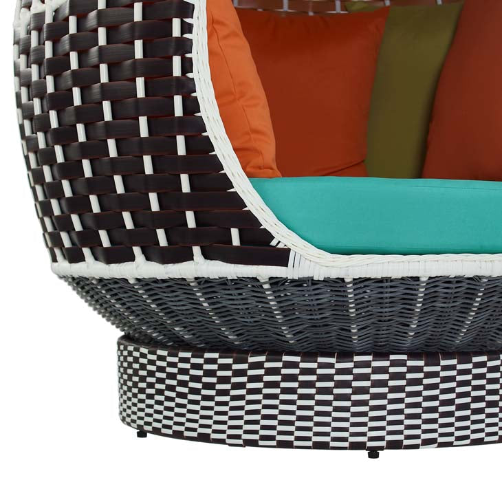 Modway Palace Outdoor Patio Wicker Rattan Hanging Pod In Brown Turquoise | Outdoor Porch Swings | Modishstore-11