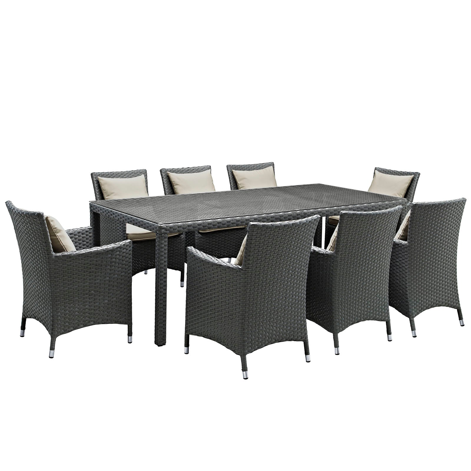 Modway Sojourn 9 Piece Outdoor Patio Sunbrella Dining Set | Outdoor Dining Sets | Modishstore-29