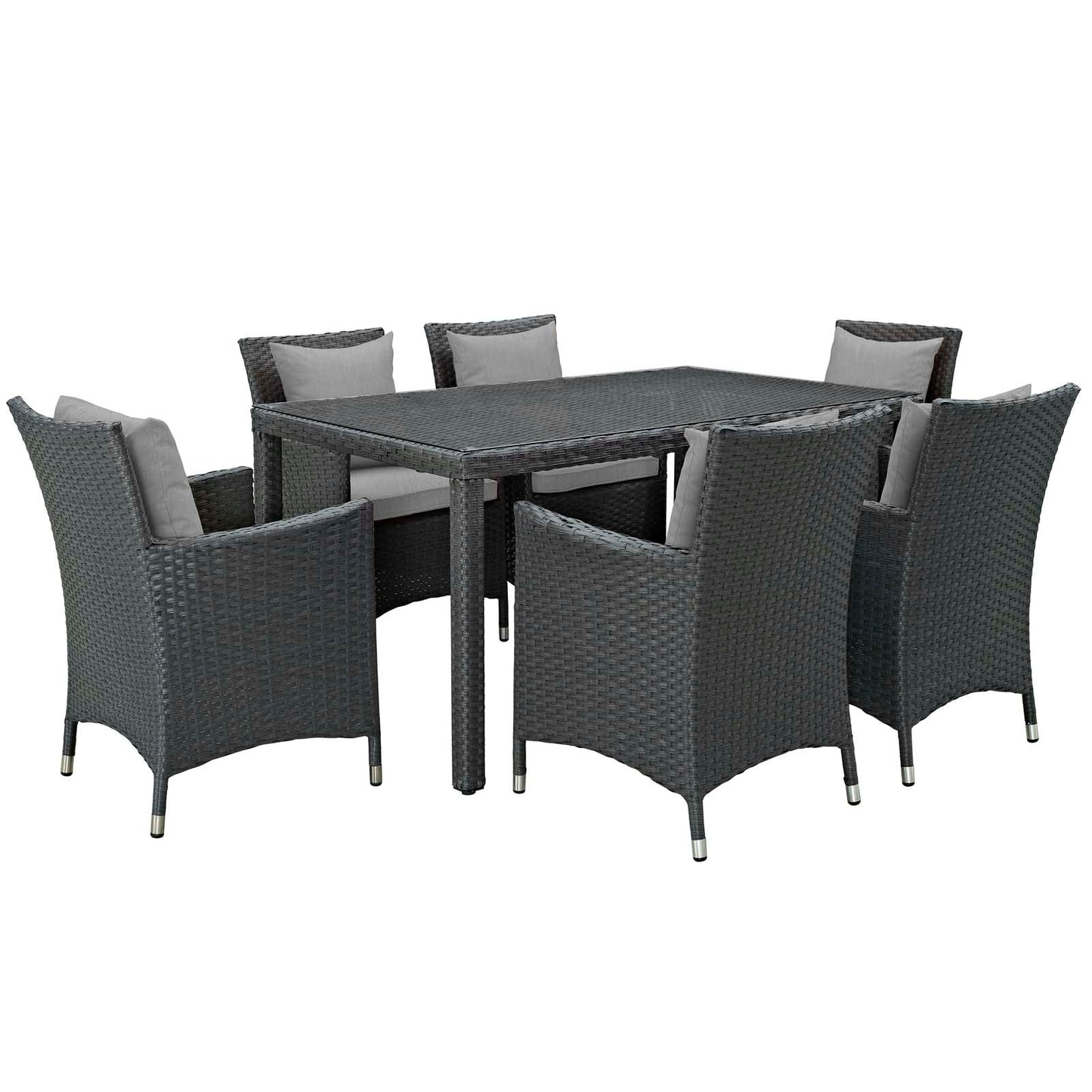 Modway Sojourn 7 Piece Outdoor Patio Sunbrella Dining Set - EEI-2312 | Outdoor Dining Set | Modishstore-31