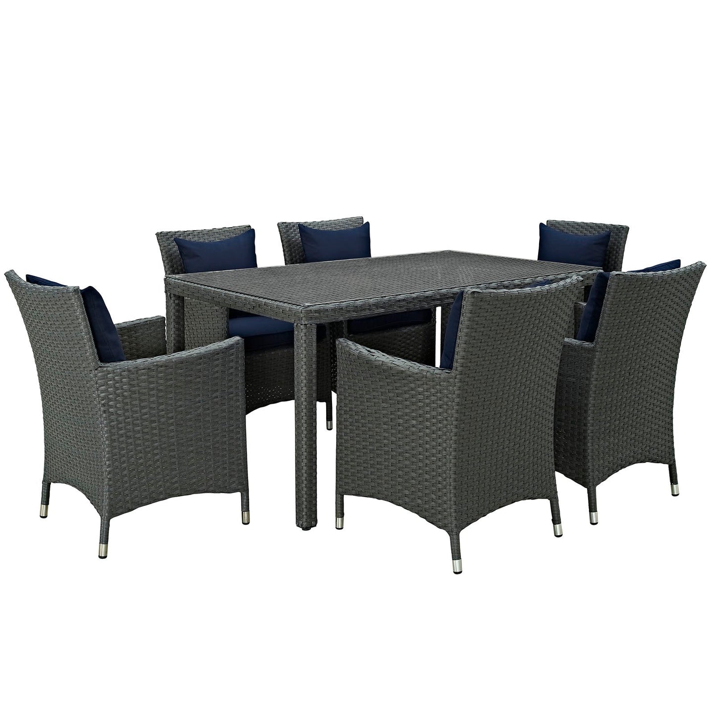 Modway Sojourn 7 Piece Outdoor Patio Sunbrella Dining Set - EEI-2312 | Outdoor Dining Set | Modishstore-29