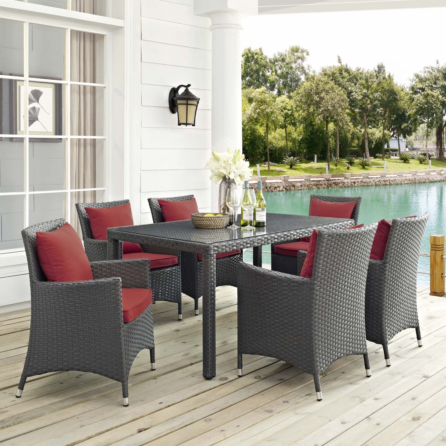 Modway Sojourn 7 Piece Outdoor Patio Sunbrella® Dining Set