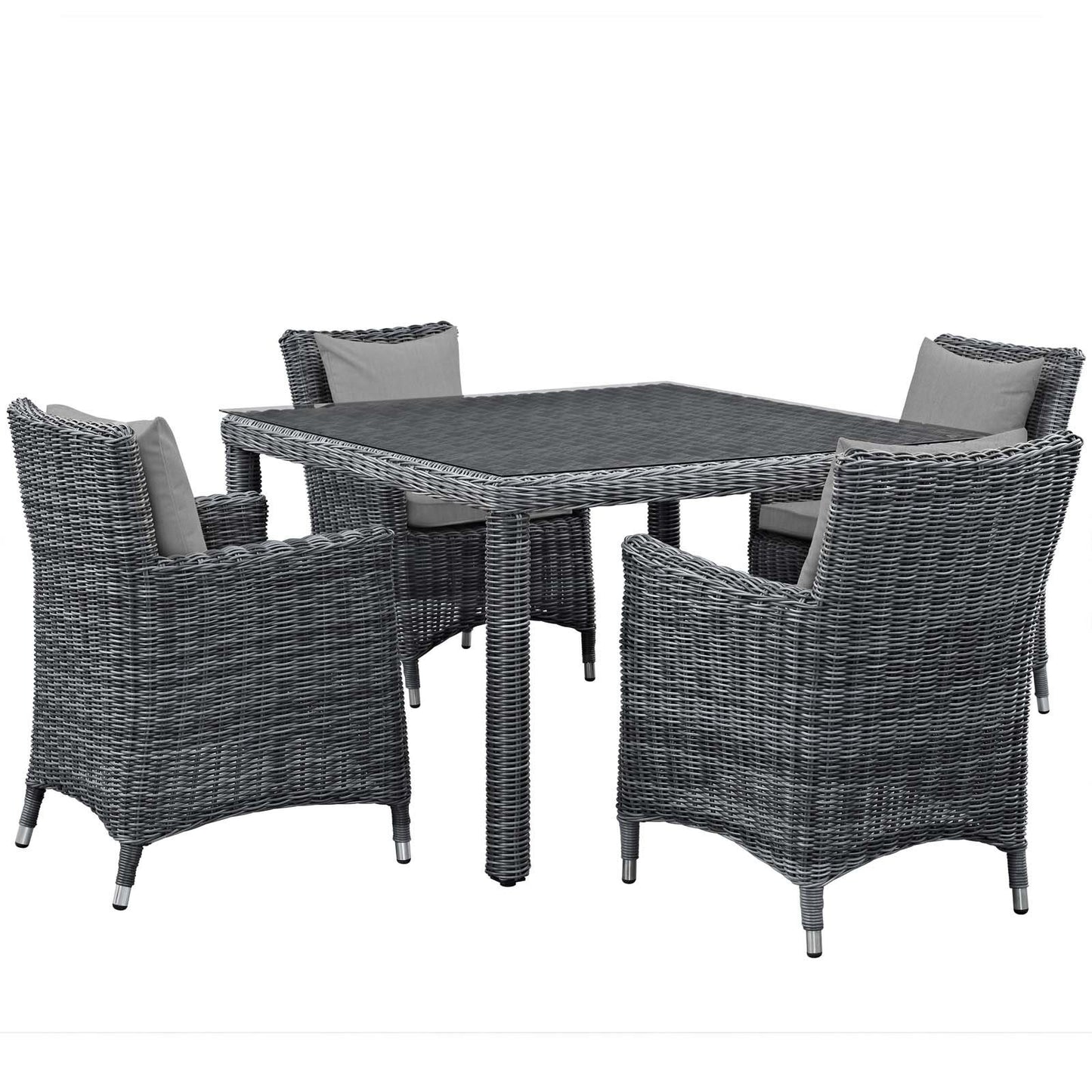 Modway Summon 5 Piece Outdoor Patio Sunbrella® Dining Set