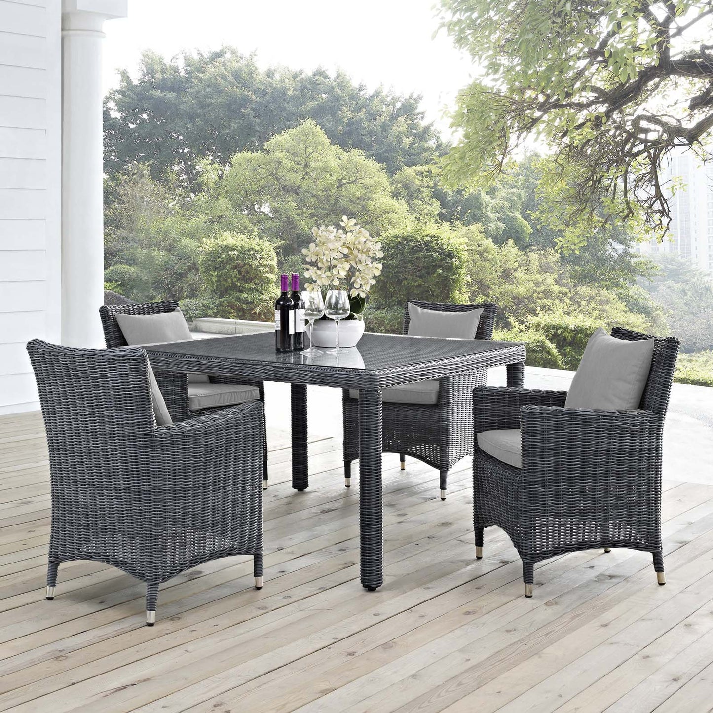 Modway Summon 5 Piece Outdoor Patio Sunbrella® Dining Set