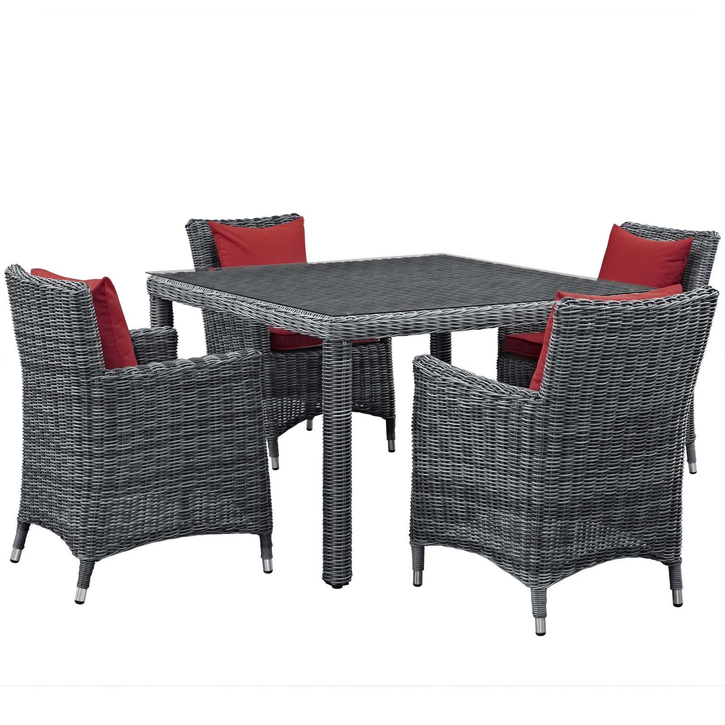 Modway Summon 5 Piece Outdoor Patio Sunbrella® Dining Set
