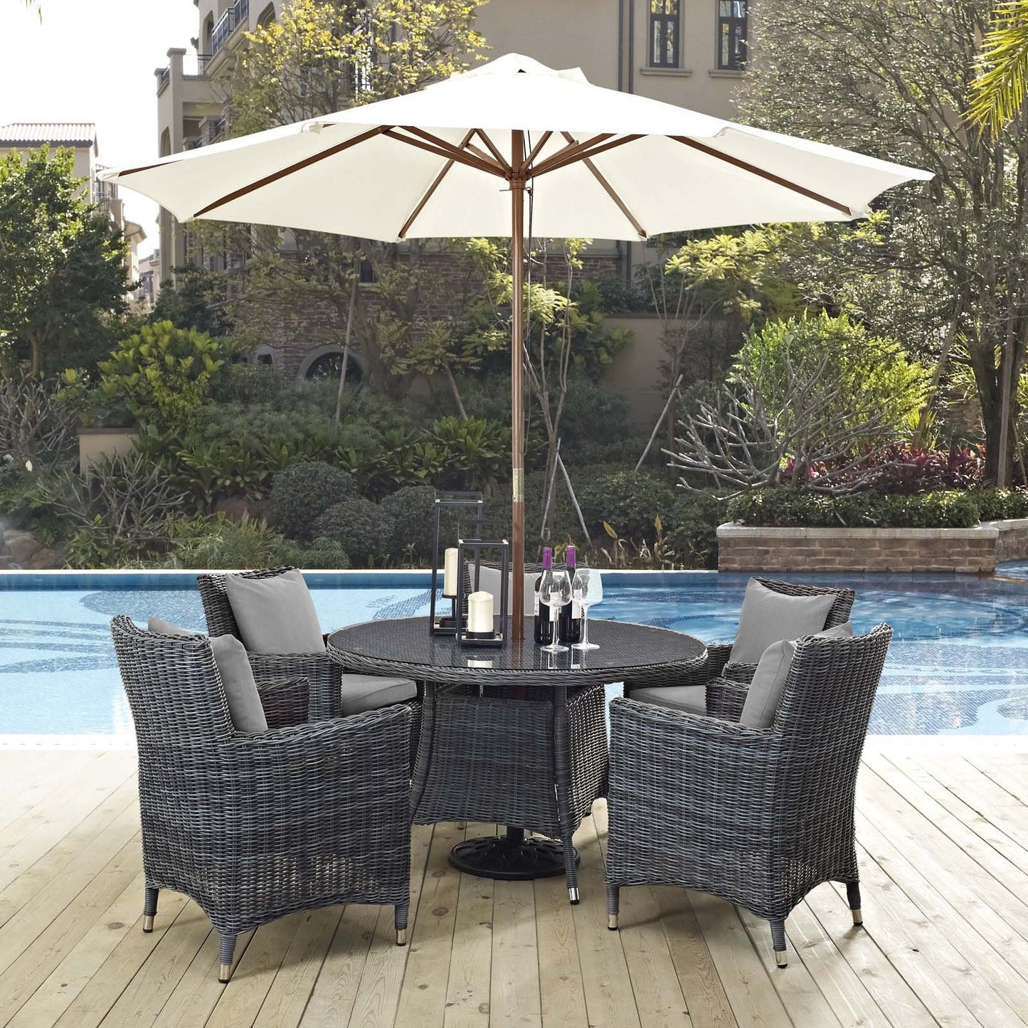 Modway Summon 7 Piece Outdoor Patio Sunbrella® Dining Set