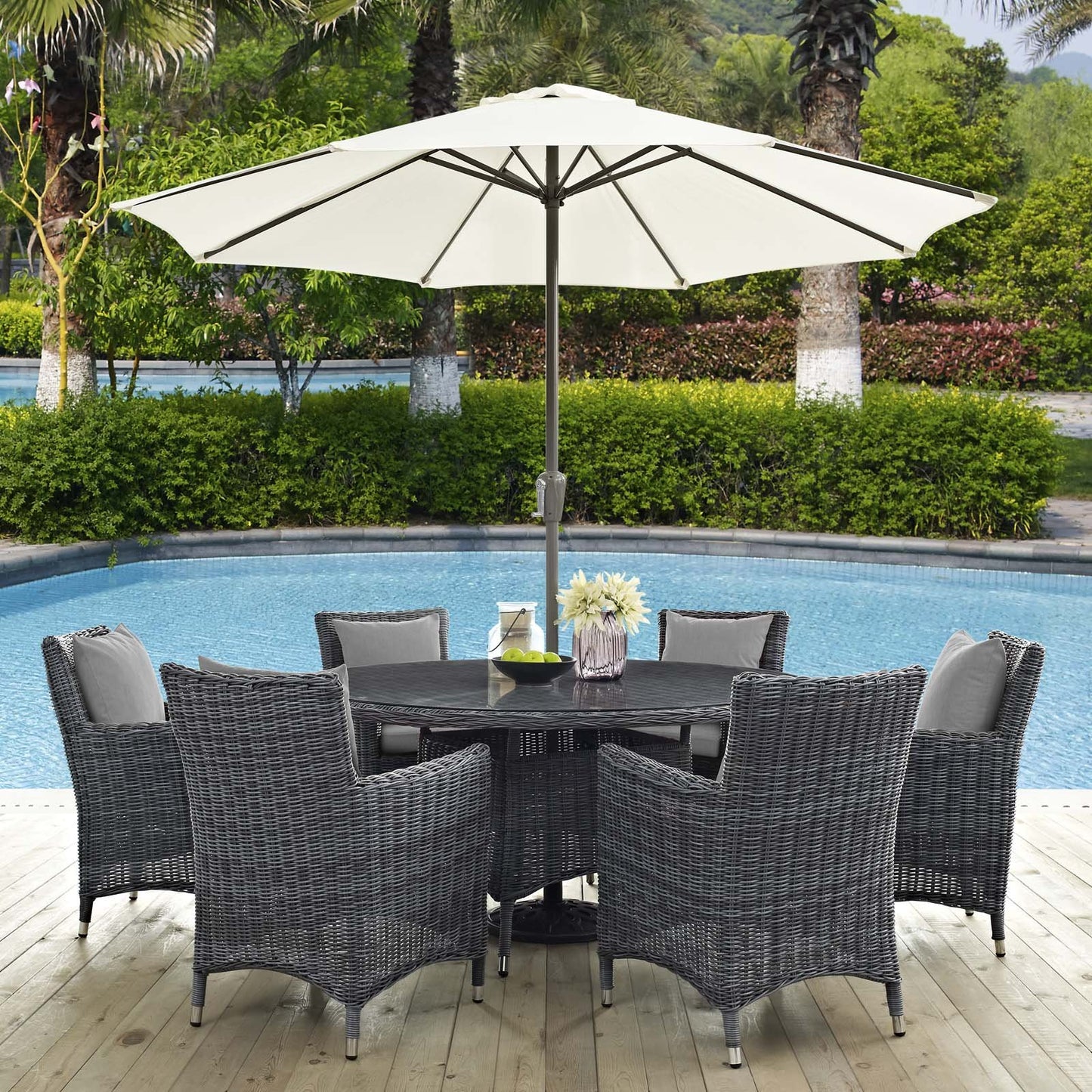 Modway Summon 8 Piece Outdoor Patio Sunbrella® Dining Set