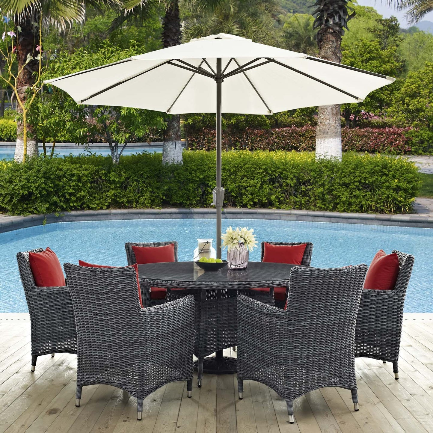 Modway Summon 8 Piece Outdoor Patio Sunbrella® Dining Set