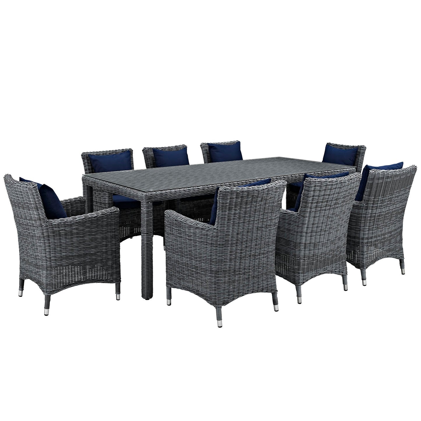 Summon 9 Piece Outdoor Patio Sunbrella® Dining Set By Modway - EEI-2331 | Outdoor Dining Sets | Modishstore - 16