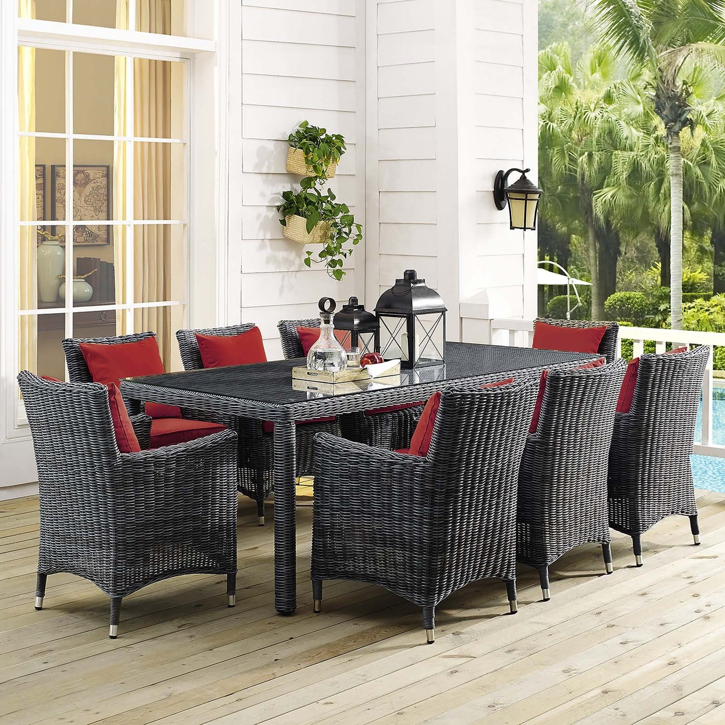 Modway Summon 9 Piece Outdoor Patio Sunbrella® Dining Set