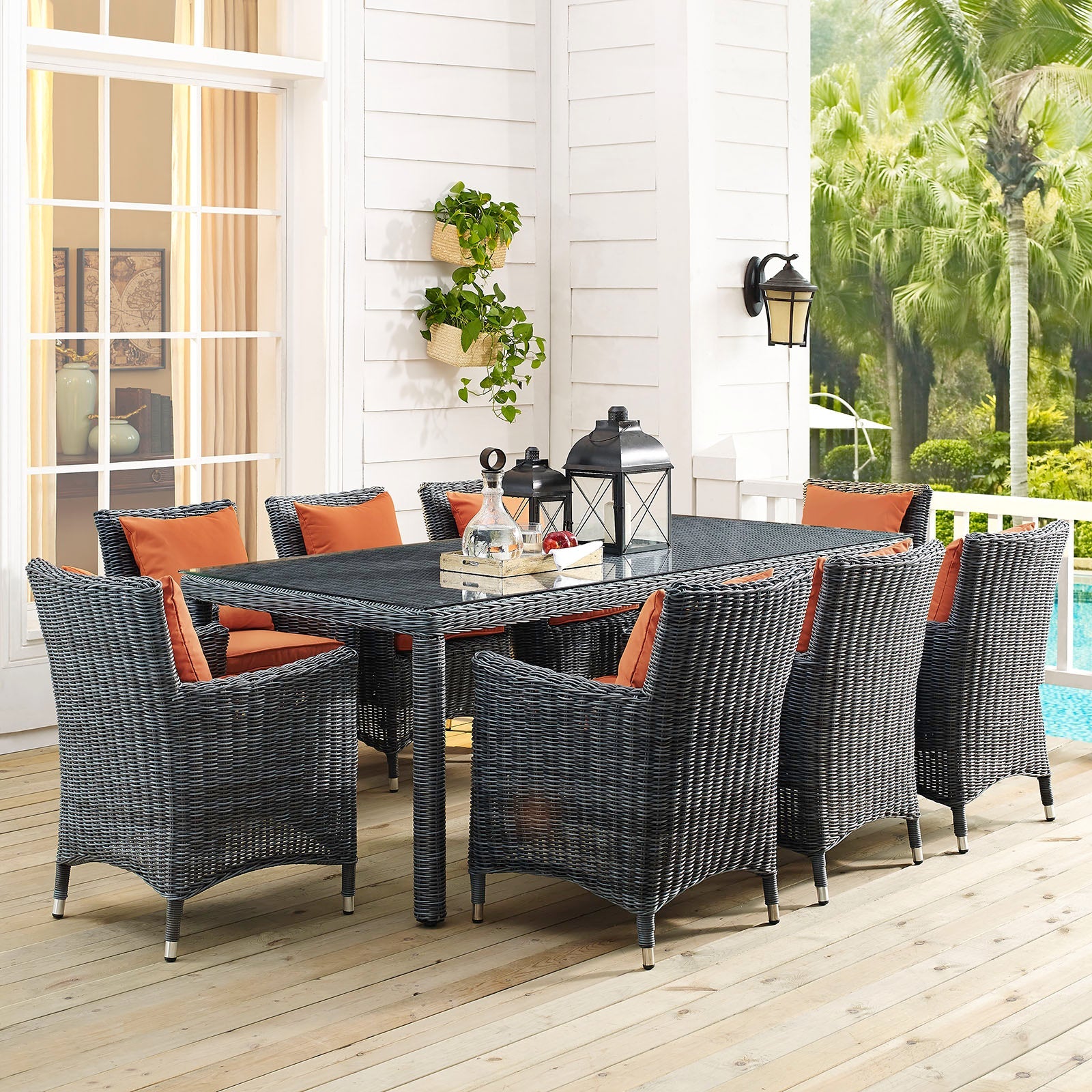 Summon 9 Piece Outdoor Patio Sunbrella® Dining Set By Modway - EEI-2331 | Outdoor Dining Sets | Modishstore - 29