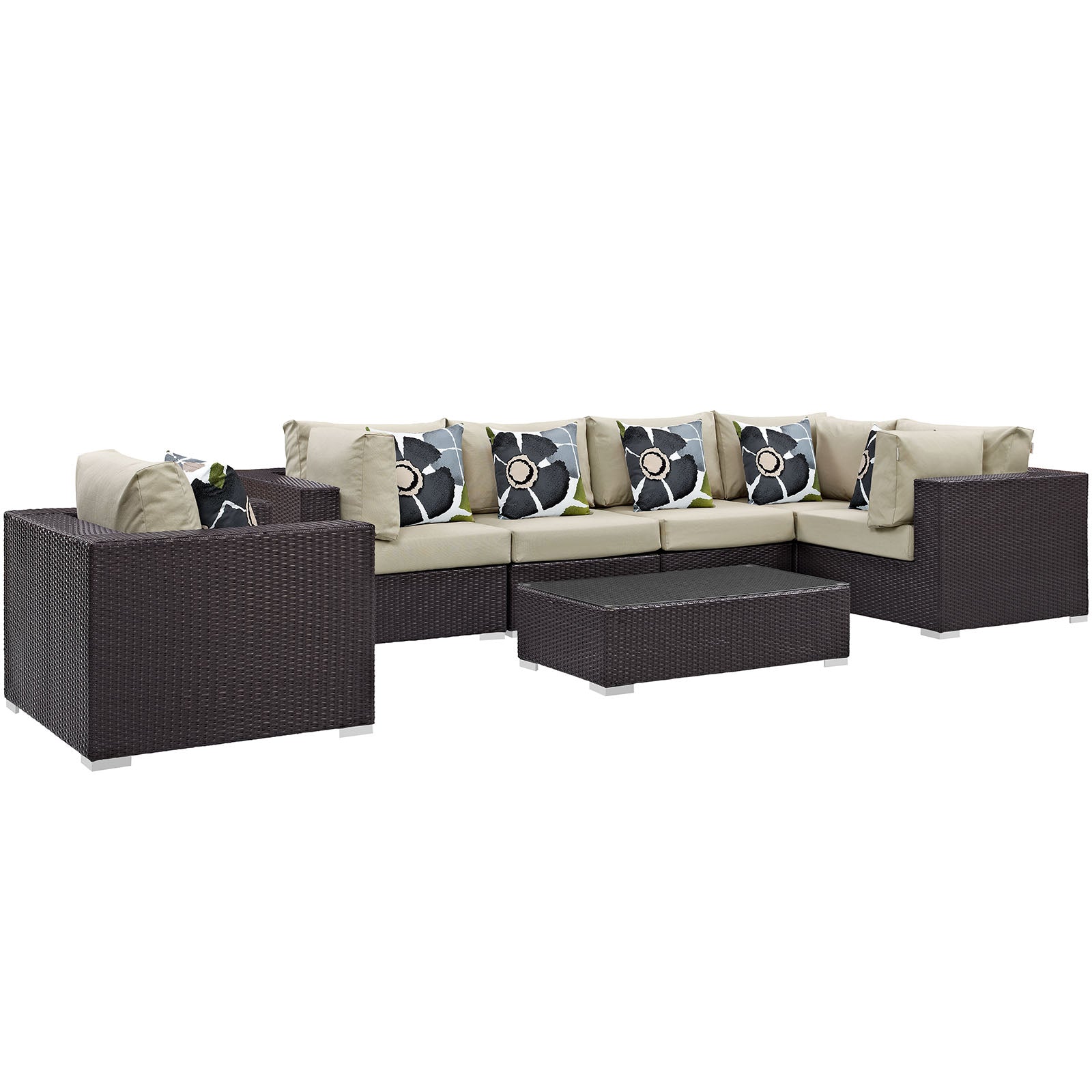 Modway Convene 7 Piece Outdoor Patio Sectional Set - EEI-2350 | Outdoor Sofas, Loveseats & Sectionals | 