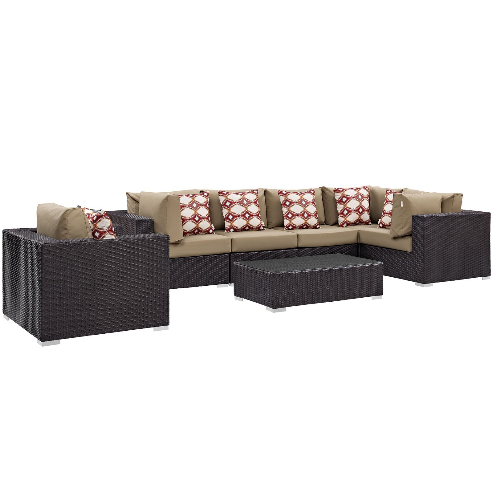 Modway Convene 7 Piece Outdoor Patio Sectional Set - EEI-2350 | Outdoor Sofas, Loveseats & Sectionals | 