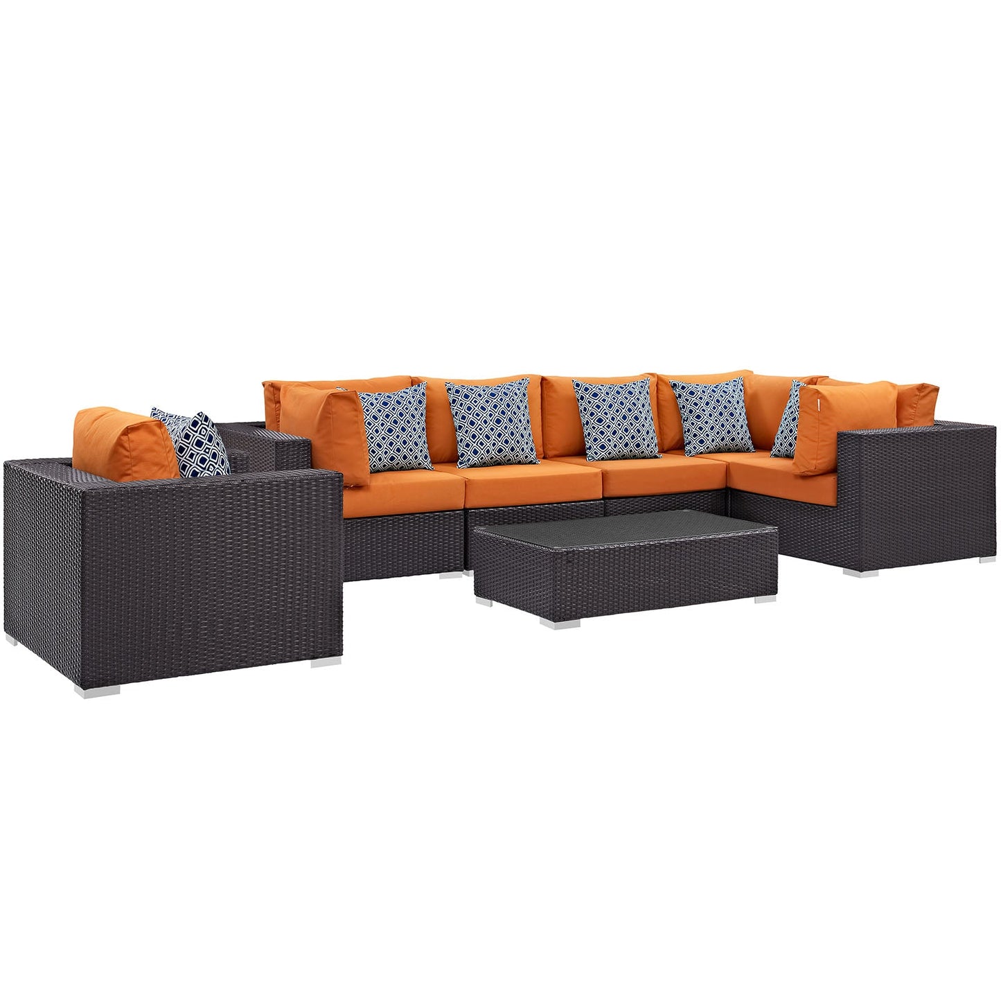 Modway Convene 7 Piece Outdoor Patio Sectional Set - EEI-2350 | Outdoor Sofas, Loveseats & Sectionals | 